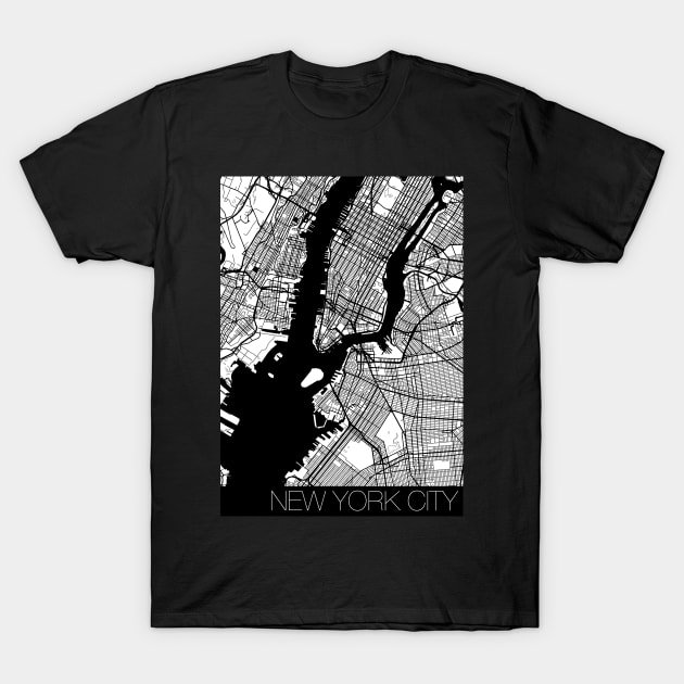 New York city map - black and white T-Shirt by Mamadamme Gabrieux Art